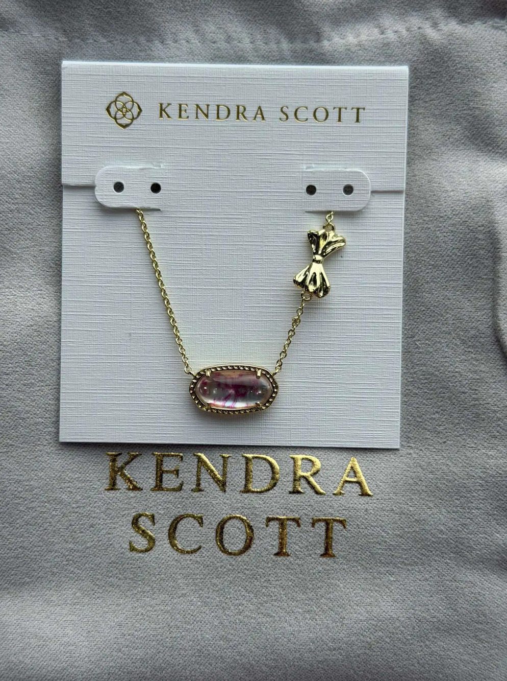 Kendra Scott pink pendant gold necklace